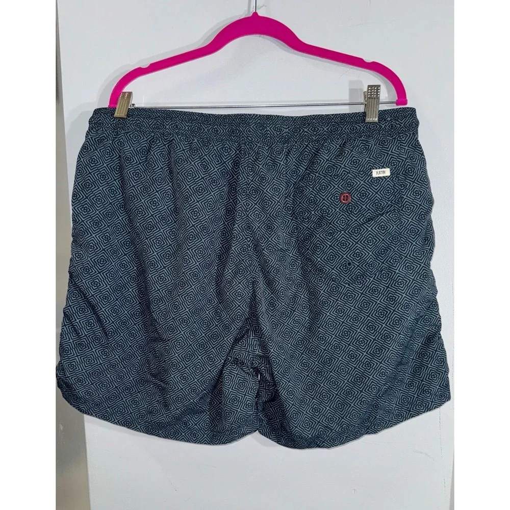 Katin Spiral Volley Swim Trunk‎ - blue with dark blue geometric design men's XX